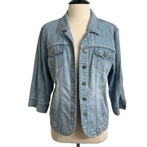 C.J. Banks by Christopher & Banks Women's 3/4 Sleeve Stretch Denim Jacket, Sz: X
